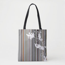 Grau Pinstripe und Blumendesign Tasche