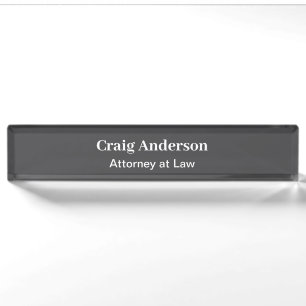 Grau Professionell Schlicht Modern Elegant Namensplakette