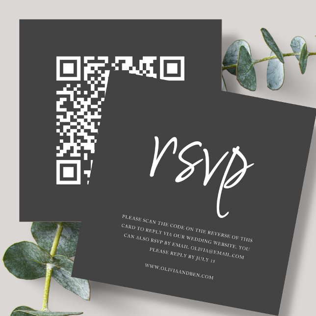 Grau | QR-Code | HochzeitsrSVP Begleitkarte (Von Creator hochgeladen)