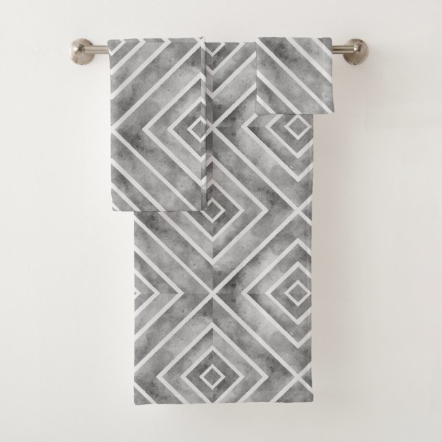 Grau Quadrate geometrisches Aquarelltuch Set (Insitu)