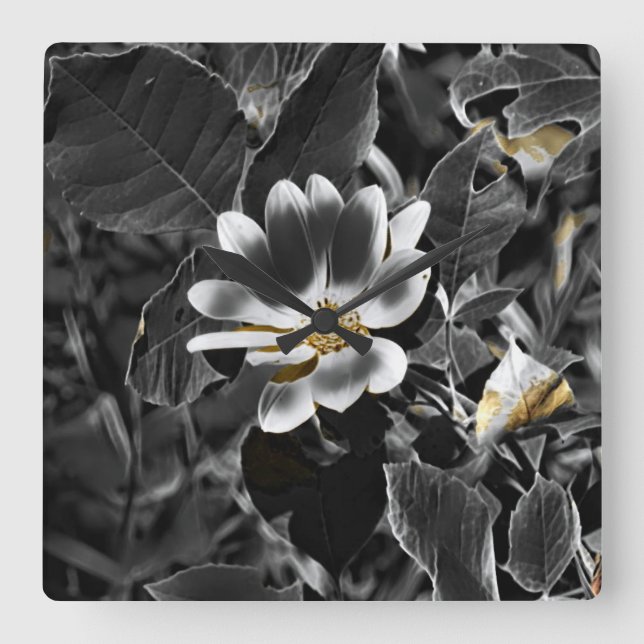 Grau Quadratische Wanduhr (Vorderseite)