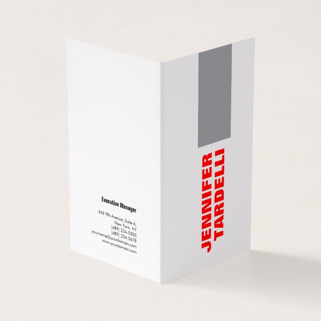 Grau Red Bold Minimalistisch Moderne Beruflich Visitenkarten (Vorderseite)
