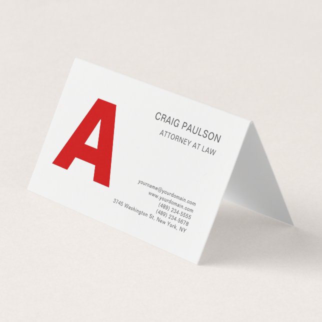 Grau Red Monogram Attorney at Law Modern Visitenkarten (Vorderseite)