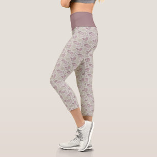 Grau-Redwood Paisley-Muster Hochtaillierte Capriho Capri Leggings