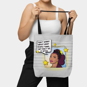Grau Retro Pop Art Funny Phrase gelb lila Tasche