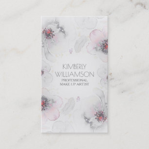 Grau Rosa Aquarell Floral Boho Federkranz Visitenkarte