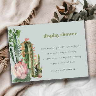 GRAU ROSA BLUMEN WÜSTENKAKTEEN BABY-SHOWER BEGLEITKARTE