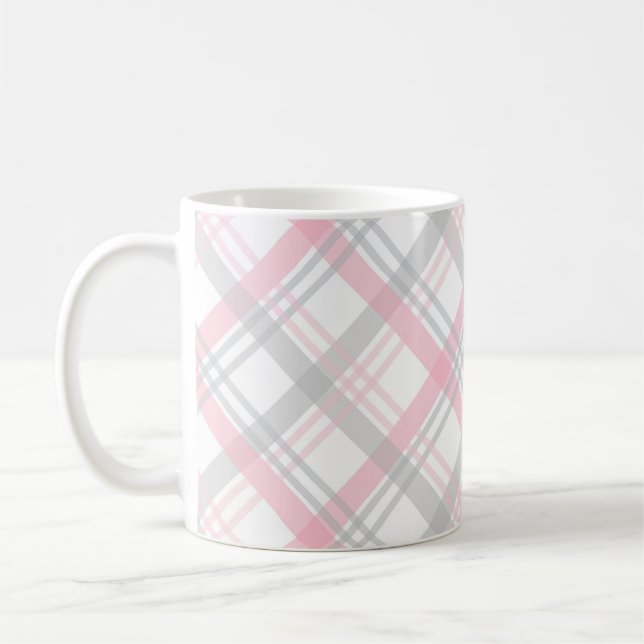 Grau-rosa kariertes Muster Kaffeetasse (Links)