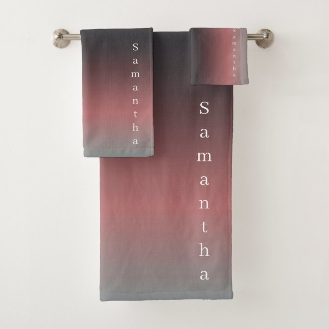 Grau, rosa, schwarzer Farbverlauf, Ombre. Badhandtuch Set (Insitu)