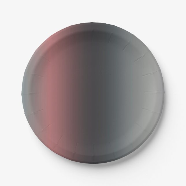 Grau, rosa, schwarzer Farbverlauf, Ombre. Pappteller (Vorderseite)
