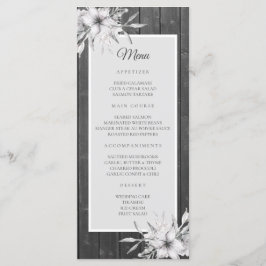 Grau rustikal. Blumenholzstall Menükarte