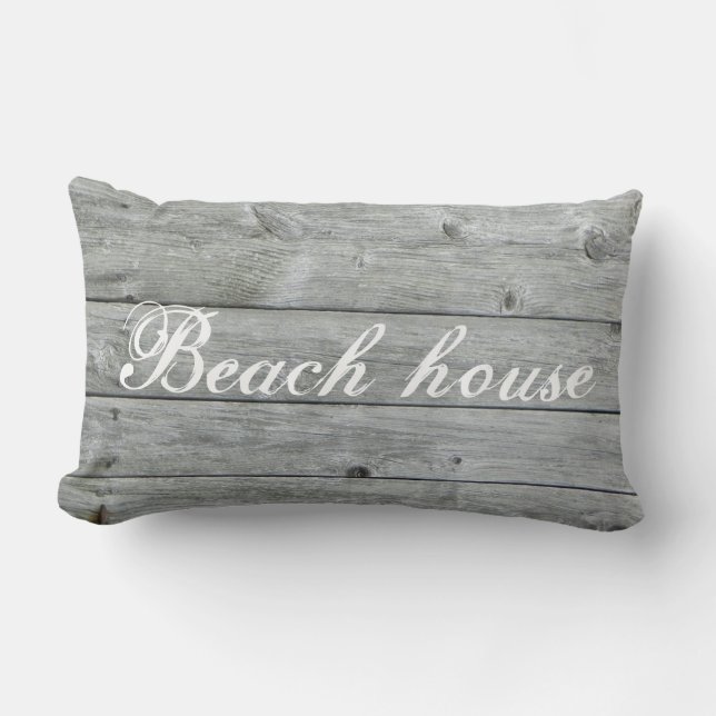 Grau-rustikales Holz-Koordinaten des Beach House Lendenkissen (Vorderseite)