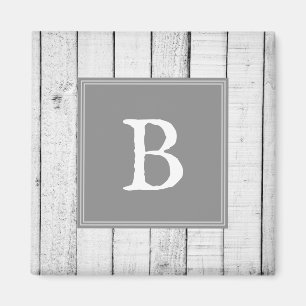 Grau-Rustikales Monogramm-Magnet Magnet
