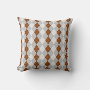 Grau & SADDLE BROWN Diamonds RAUTE Muster Kissen