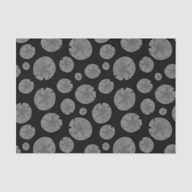 Grau Sand Dollar auf schwarzem Halloween Seidenpapier (Vorderseite)