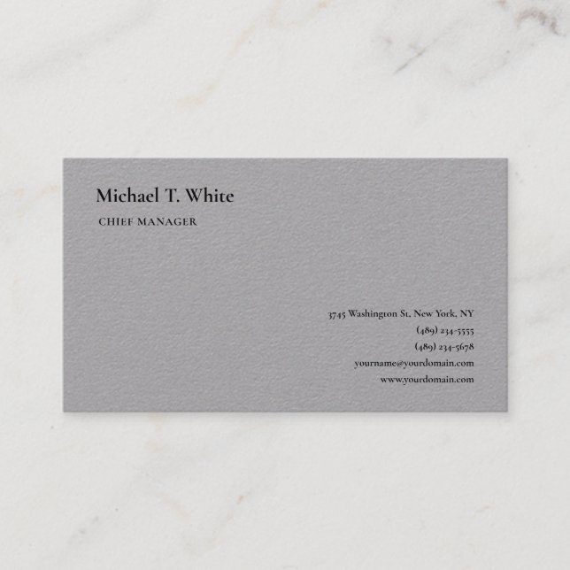 Grau Schlicht Minimalistisch Beruflich klassisch Visitenkarte (Vorderseite)