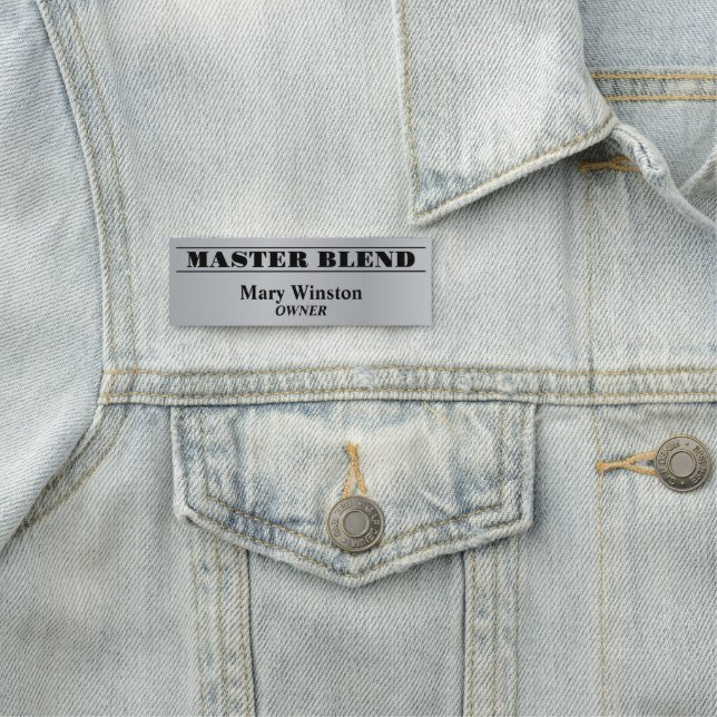 Grau-Schwarz-Berufliche Namensmarke Namensschild (Beispiel)
