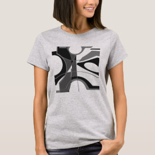 Grau Schwarz Bold Geometric Formen Abstrakt T-Shirt