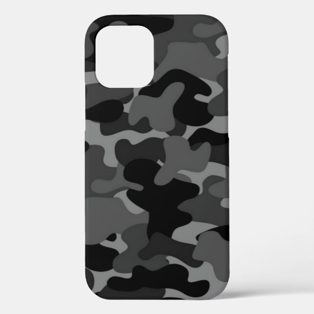 Grau-Schwarz-Camouflage Case-Mate iPhone Hülle (Rückseite)