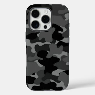 Grau-Schwarz-Camouflage iPhone 16 Pro Hülle