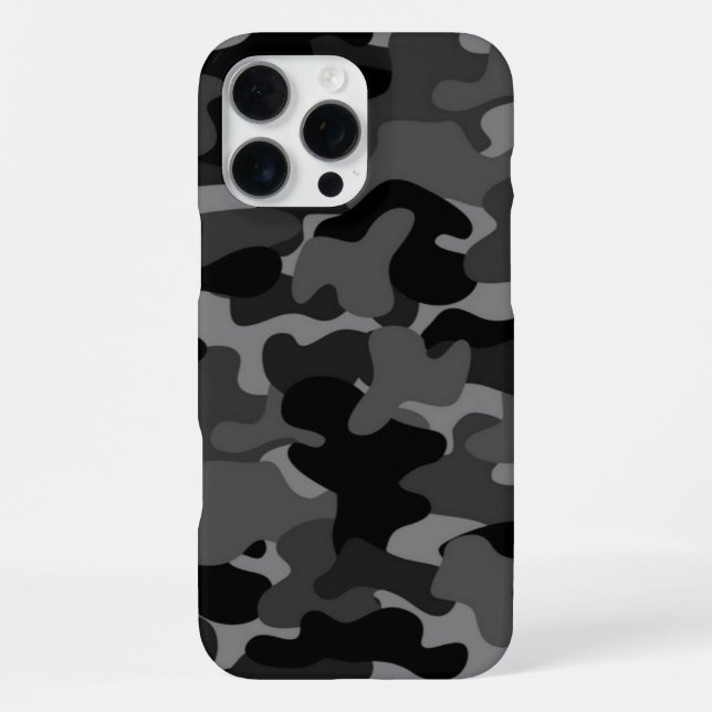 Grau-Schwarz-Camouflage iPhone 16 Pro Max Hülle (Rückseite)