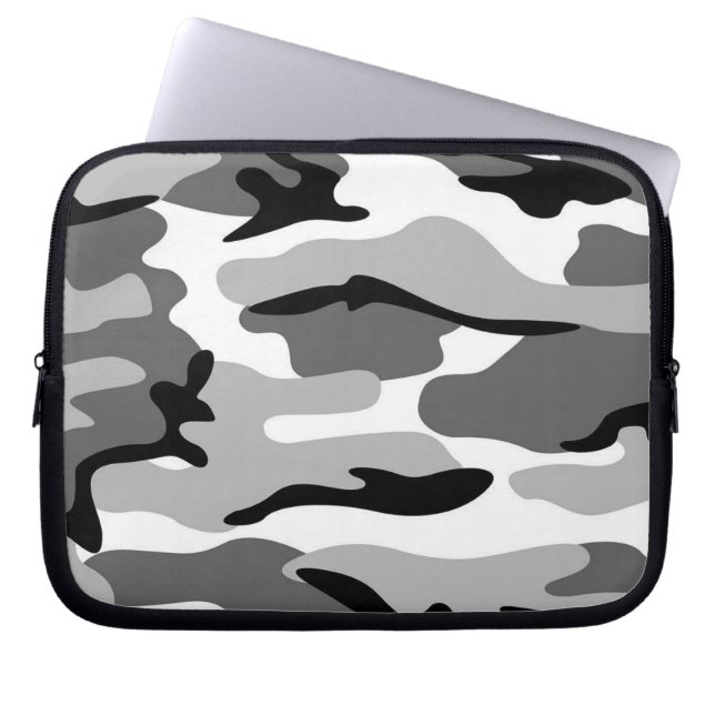 Grau & Schwarz Camouflage Laptop-Sieb Laptopschutzhülle (Vorderseite)