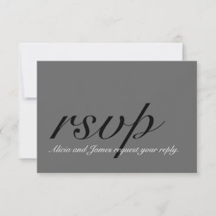 Grau, Schwarz, einfache Hochzeits-RSVP mit Initial RSVP Karte