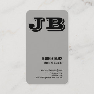 Grau Schwarz Fette Monogramm Minimalistisch Modern Visitenkarte