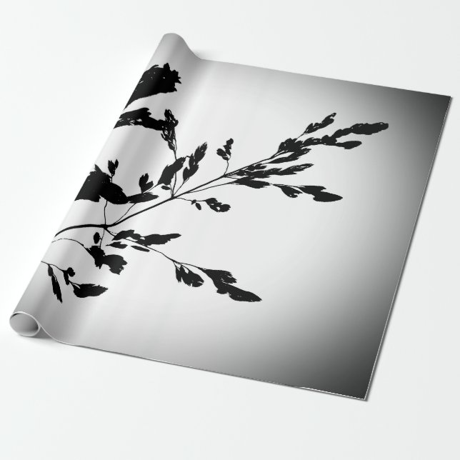 grau, schwarz, floral, Design, abstrakt, Blume, Ku Geschenkpapier (Ungerollt)
