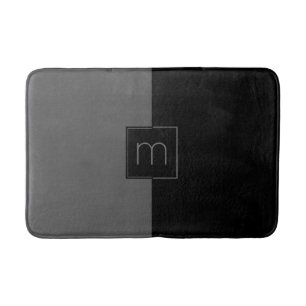 Grau-Schwarz-Geometrie-Designmonogramm Badematte