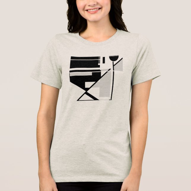 Grau Schwarz Geometrische Abstrakte Kunst Fett MCM Tri-Blend Shirt (Vorderseite)