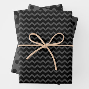 Grau & Schwarz Mehrfach-Muster-Geschenkpapierbögen Geschenkpapier Set