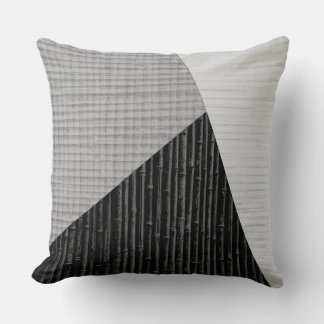 Grau Schwarz Moderne Bamboo Print Crosshatch Weave Kissen