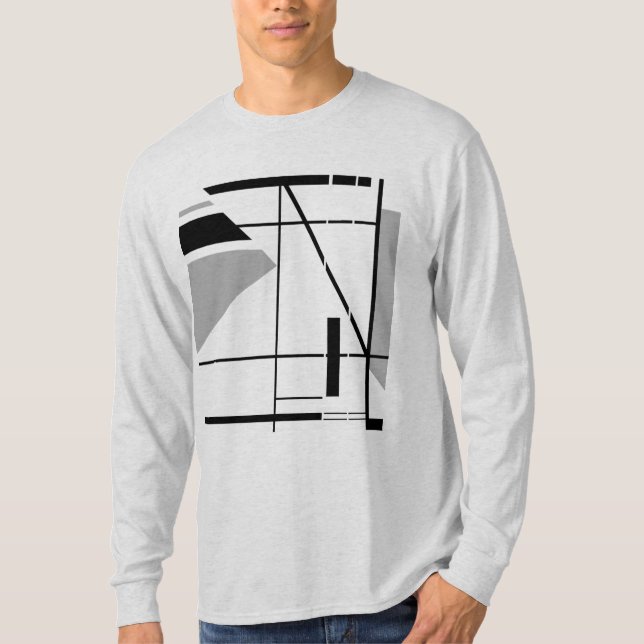 Grau Schwarz Modernste Bold Abstrakt T-Shirt (Vorderseite)