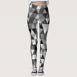 Grau-Schwarz-Neutral-Farbtrendy-Dreieck-Muster Leggings