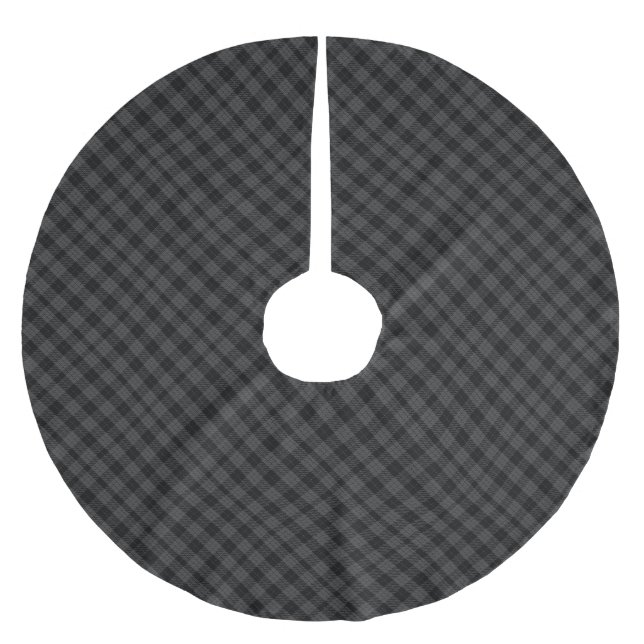 Grau-Schwarz-Tartan Polyester Weihnachtsbaumdecke (Vorderseite)
