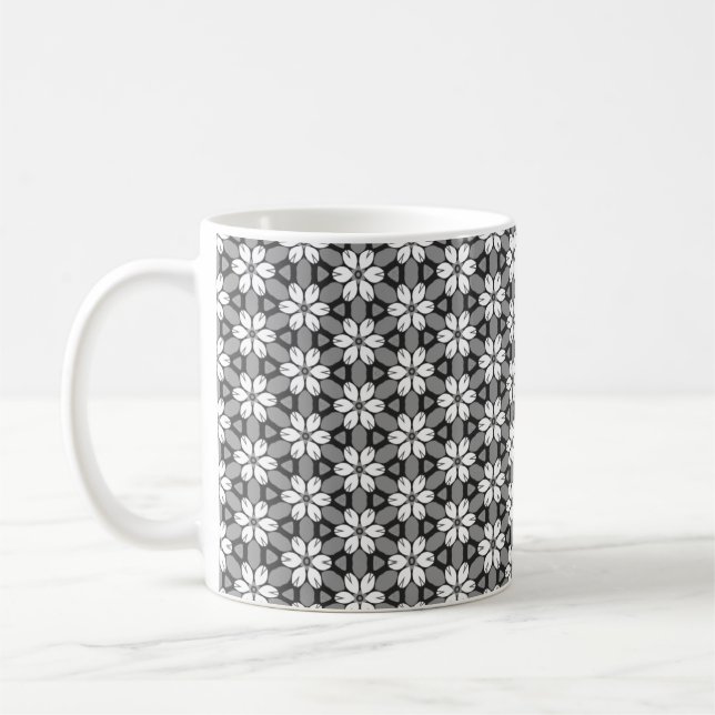 Grau, Schwarz und Weiß Kaffeetasse (Links)