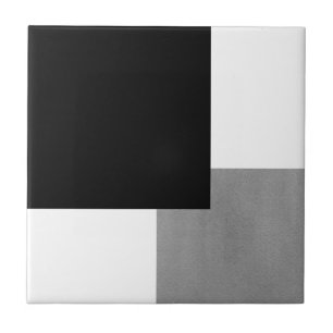 Grau-Schwarz-Weiß-geometrischer Block Fliese