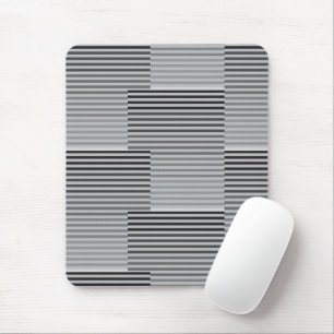 Grau, Schwarz, Weiß gestreift Mousepad