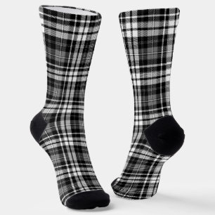 Grau Schwarz Weiß Kariert Tartan  Socken