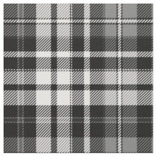 Grau Schwarz Weiß Kariert Tartan Stoff