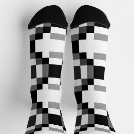 Grau-Schwarz-Weiß-Patchwork Socken