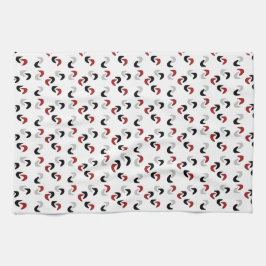 Grau, schwarz, weiß, rot - Boomerang Mod Retro Geschirrtuch