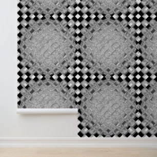 Grau & Schwarz & Weiß Schachbrettquadrate 3D-Look Tapete