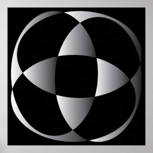 grau schwarze abstrakte Blumengestalt Poster