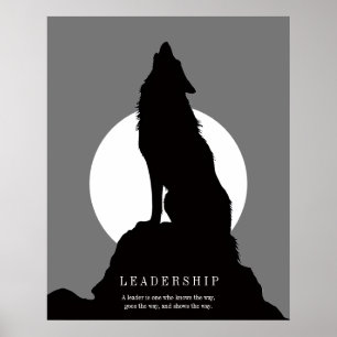 Grau Schwarze Pop-Art-Führungsrolle Wolf Heulend Poster