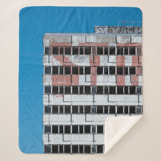 GRAU-SCHWARZE POST-LAMPE SHERPADECKE (Vorderseite)
