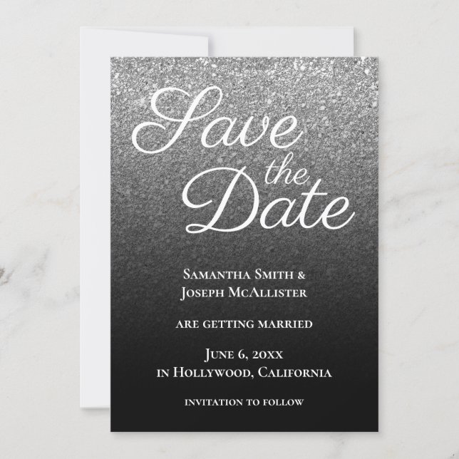 Grau Schwarzer Moderner Gradient Save The Date (Vorderseite)