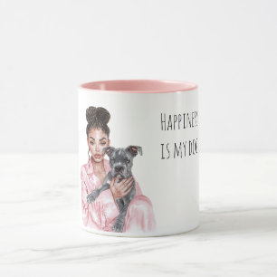 Grau Schwarzer Welpe Schwarze Hundefrau Mama Tasse