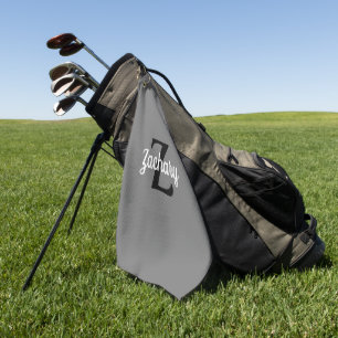 Grau Schwarzes Monogramm Personalisiert Golfhandtuch